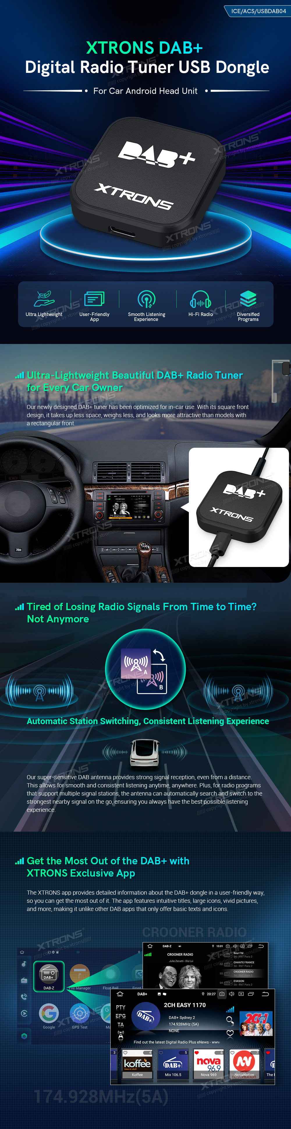 XTRONS DAB+ Digital Radio Tuner USB Dongle for Car Android Head Unit